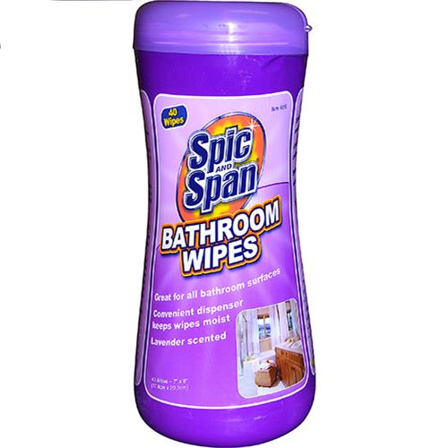 Wholesale 40ct Bathroom Wet Wipes Lavender Spic and Span GLW
