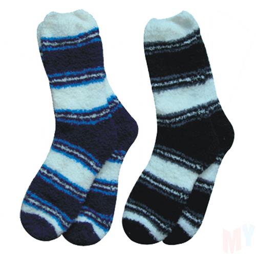 Wholesale Mens Striped Fuzzy Socks Assorted Colors GLW