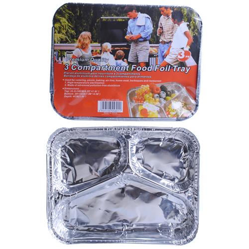Wholesale Food Foil Tray 3 Compartments 9.25"""" x 7.10"""" x1.6 GLW