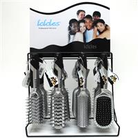 Wholesale Icicles Assorted Hairbrushes Display Unit Silver & Black-4 Styles