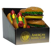 Wholesale AKC Vinyl Squeak Chew Toy Burger & Hot Dog