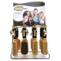 Wholesale Eclypse Hair Brush Display Gold/Black 4 Assorted Styles