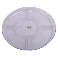 Wholesale Styrene 5 Section Round Serving Tray 12.5" x 1.2" with Flower Imprint Design