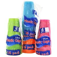 Wholesale Plastic Cups 4 Neon Colors - Pink, Orange, Green & Blue 16oz