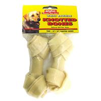 Wholesale Alpha Pet White Rawhide Knotted Bones 4-5"