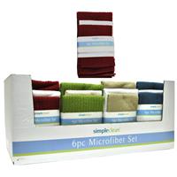 Wholesale 6 Piece Microfiber Scrub Towel Set 4 Assorted PDQ