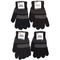Wholesale Mens Striped Knit Gloves Assorted Colors