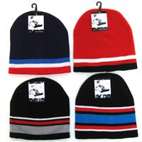 Wholesale Boys Beanie Hat With Stripes Assorted Colors