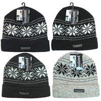 Wholesale Wool Blend Snowflake Hat With Cuff Assorted Colors