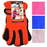 Wholesale Kids Fleece Glove with Adjustable Wrist Assorted Colors