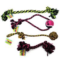 Wholesale FurBrainz Multi Colored Rope Dog Toy - w/Knots & Balls Assorted 4 Styles