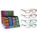 Wholesale Striped Fashion Reading Glasses with Neoprene Case Assorted in PDQ (24/1 PR)