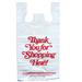 Wholesale 1/6 Thankyou t-Shirt Shopping Bag 18MIC Thick (450/1 CT)