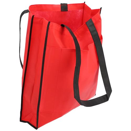 Wholesale RED NONWOVEN PP BAG 15.5x14.75x4'' 80 GSM 30'' STRAPS - GLW