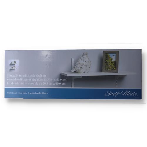 Wholesale SHELF-MADE 8x24'' ADJUSTABLE WHITE WOOD SHELF KIT