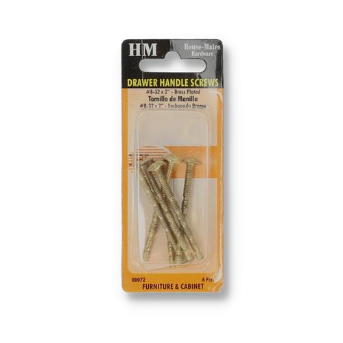 Wholesale HOUSE-MATES 6PC DRAWER HANDLE SCREWS #8-32x2'' BRASS PLATED