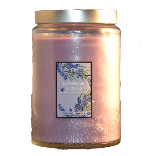 Wholesale 21oz TEXTURED GLASS CANDLE-LAVENDER WOODS