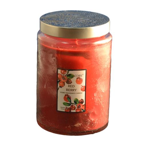 Wholesale 21oz TEXTURED GLASS CANDLE--RED BERRY