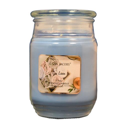 Wholesale 17oz TEXTURED GLASS CANDLE-SPA LINEN