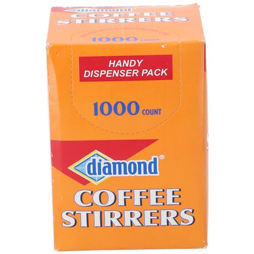 Wholesale 1000ct DIAMOND COFFEE STIRRERS IN DISPENSER PACK BOX