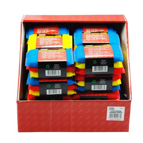 Wholesale zUSE #385064 -3pc COLORFUL SCOURING SPONGES