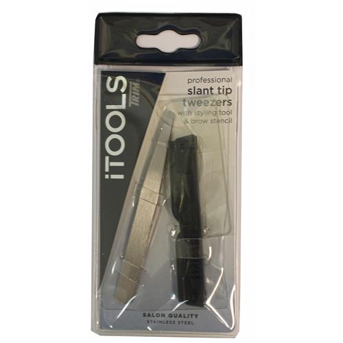 Wholesale ZPRO SLANT TIP TWEEZERS WITH STYLING TOOL & BROW STENCIL (IT5-3)
