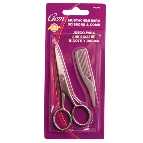 Wholesale ZMUSTACHE/BEARD SCISSORS & COMB GEM 96003 GLW