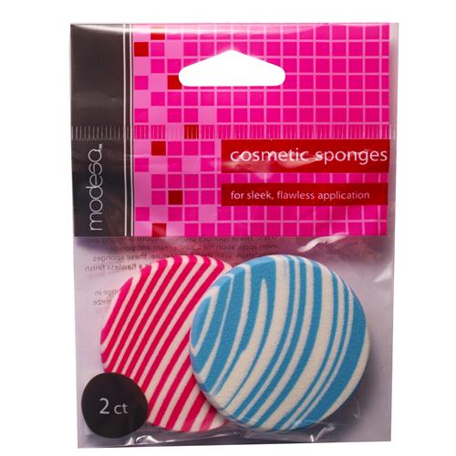 Wholesale 2CT STRIPED COSMETIC SPONGES ROUND