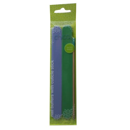 Wholesale 2 PACK NAIL BUFFERS WITH CUTICLE STICK CHICA TEA TREE TREATED