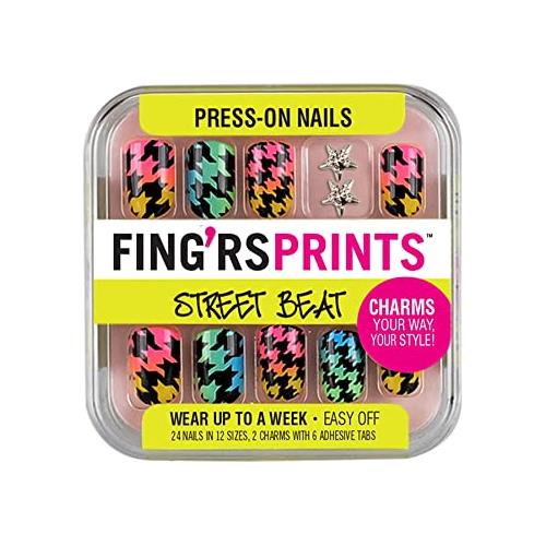 Wholesale ZSTREET BEAT PRESS ON NAILS GO BANDANAS-TEAL & ORANGE
