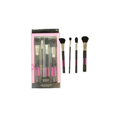 Wholesale 4PK MASTER OF BEAUTY ESSENTIAL BRUSH KIT PINK & GREY