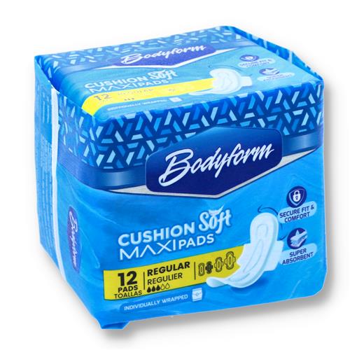 Wholesale BODY FORM REG MAXI PADS W/ WINGS 12CT - CASE PACK 24