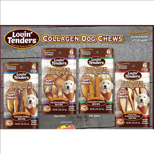 Wholesale LOVIN TENDERS COLLAGEN DOG CHEWS 4 ASSORTED