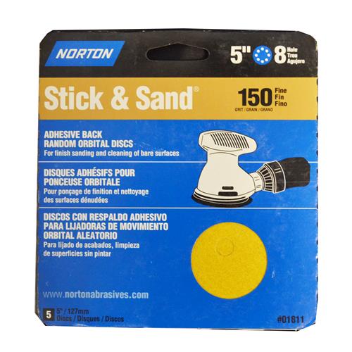 Wholesale 5pk 5" Stick & Sand Disc 150 grit