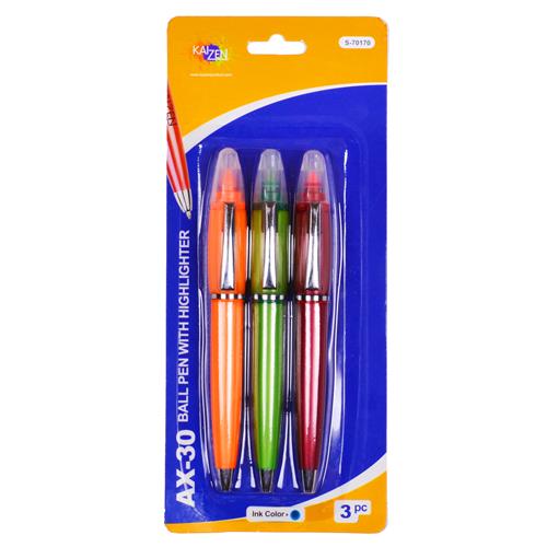 Wholesale Ball Pen with Hightligter AX30 Black with Orange,