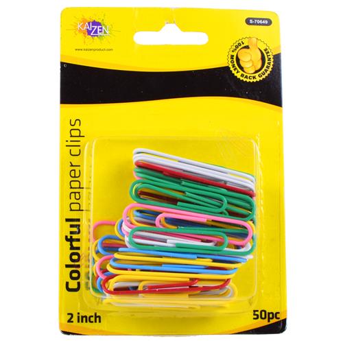 Wholesale Kaizen Paper Clips 2"""" Assorted Colors GLW