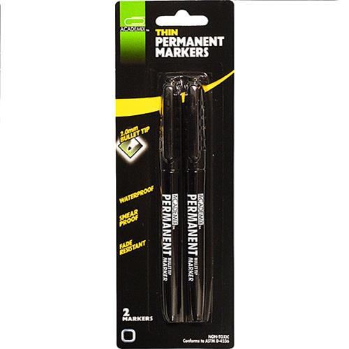 Wholesale 2pk Marker Permanent Black Thin