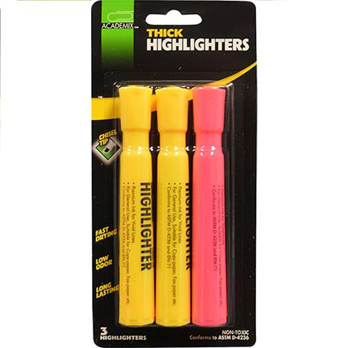 Wholesale ZHIGHLIGHTER YEL/PNK THICK CHISEL TIP  3 pk