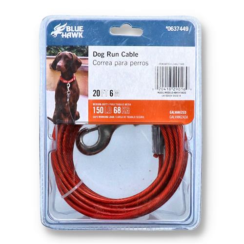 Wholesale 20' DOG RUN CABLE 150LB WLL