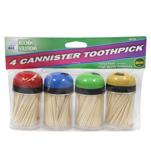 Wholesale Toothpicks 4 canisters.  800 ct total.