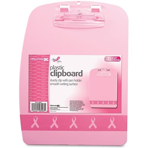 Wholesale OFFICEMATE PINK PLASTIC CLIPBOARD 9x12.5'' WITH CLIP & PEN HOLDER