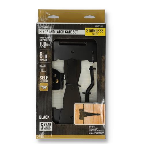 Wholesale EVERBILT 8'' BLACK STAINLESS HINGE & LATCH GATE SET
