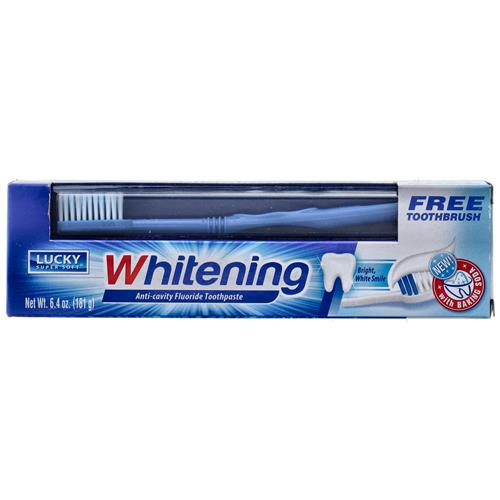 Wholesale Lucky Super Soft Toothpaste w/Toothbrush Whitening 6.4oz
