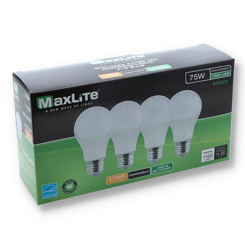 Wholesale 4PK 10=75W A19 LED BULBS SOFT WHITE DIMMABLE