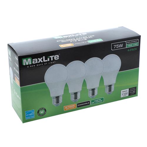 Wholesale 4pk 10=75w LED A19 BULB DIMMABLE DAYLIGHT