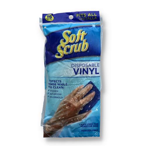 Wholesale SOFT SCRUB 10CT DISPOSABLE VINYL GLOVES FITS ALL