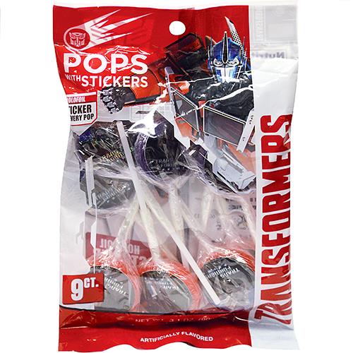 Wholesale 9ct Transformers Pops with Stickers Peg Bag