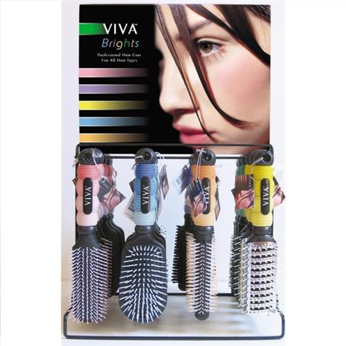 Wholesale Viva Bright Professional Hairbrush Display 4 Styles, 4 Colors