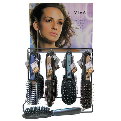 Wholesale Viva Pastel Hairbrush Display 4 Styles, 4 Colors