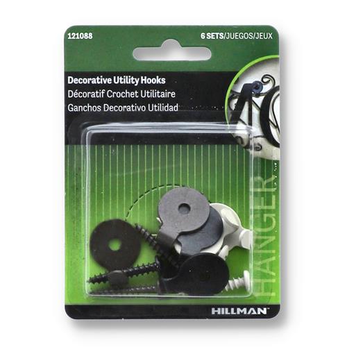 Wholesale HILLMAN 6 SET DECORATIVE UTILITY HOOKS